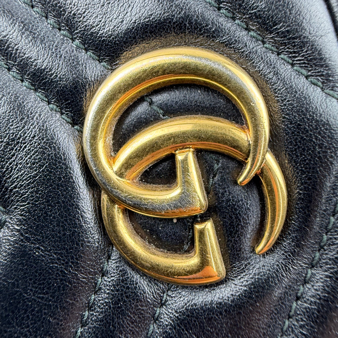 Gucci GG Black Mini Marmont Leather Handbag