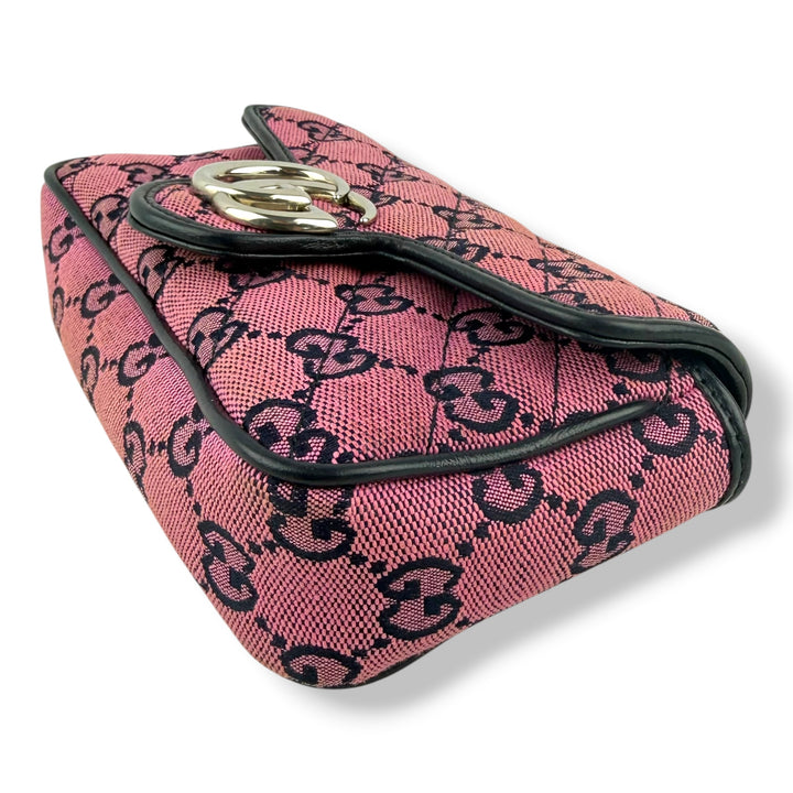 Gucci GG Marmont Pink/Navy Canvas Super Mini Handbag
