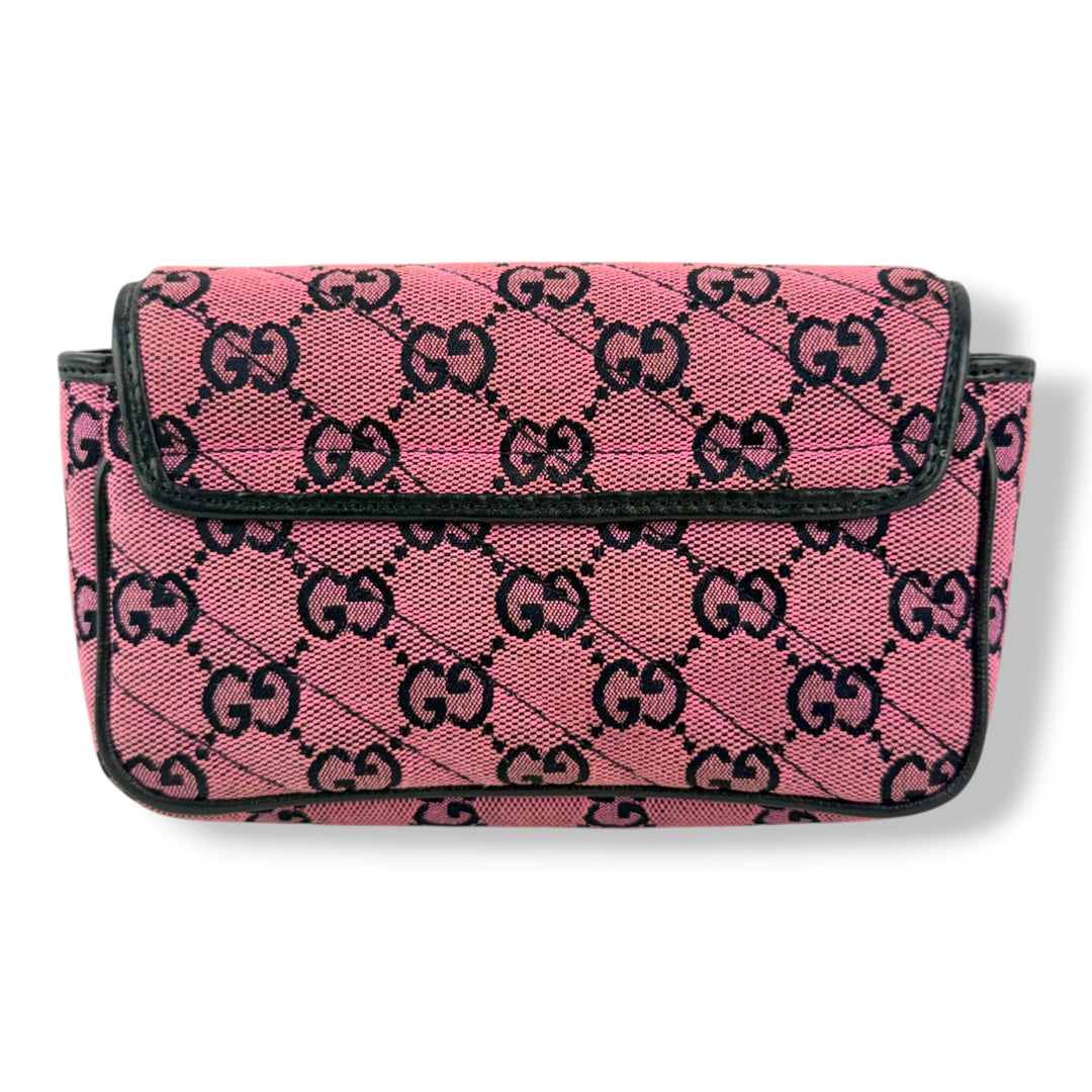 Gucci GG Marmont Pink/Navy Canvas Super Mini Handbag