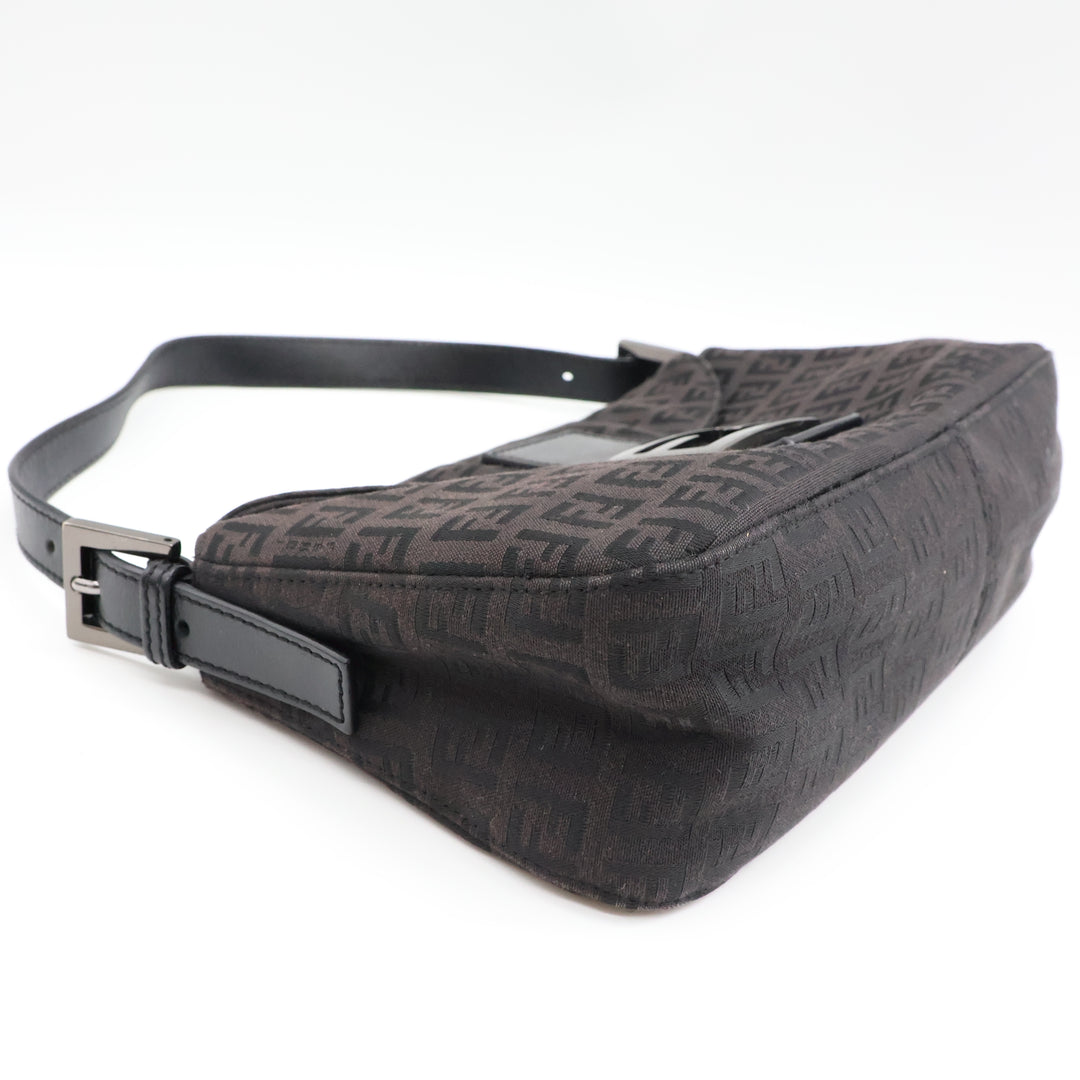 Fendi FF Zucchino Mamma Baguette Black Handbag