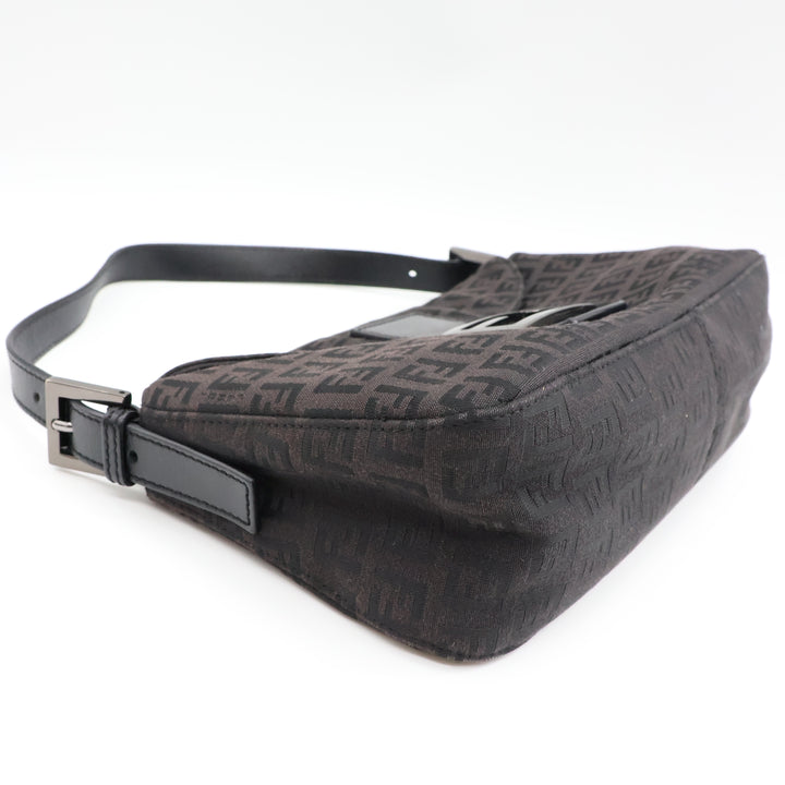 Fendi FF Zucchino Mamma Baguette Black Handbag