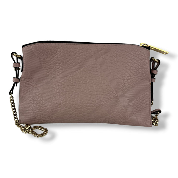 Burberry Pink Check Embossed Crossbody Handbag