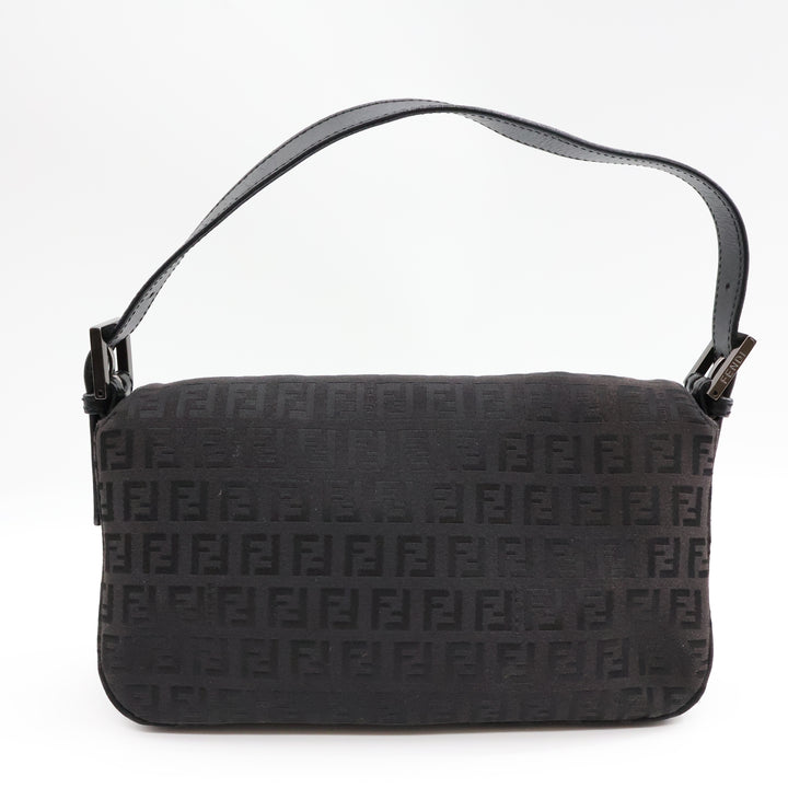 Fendi FF Zucchino Mamma Baguette Black Handbag