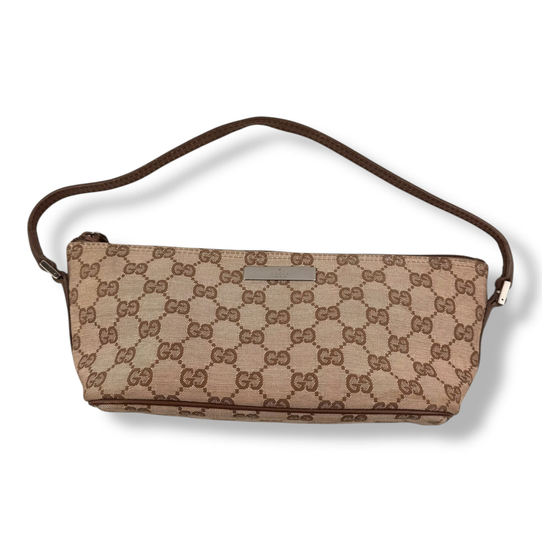 Gucci GG Supreme Beige/Brown Boat Pochette Handbag