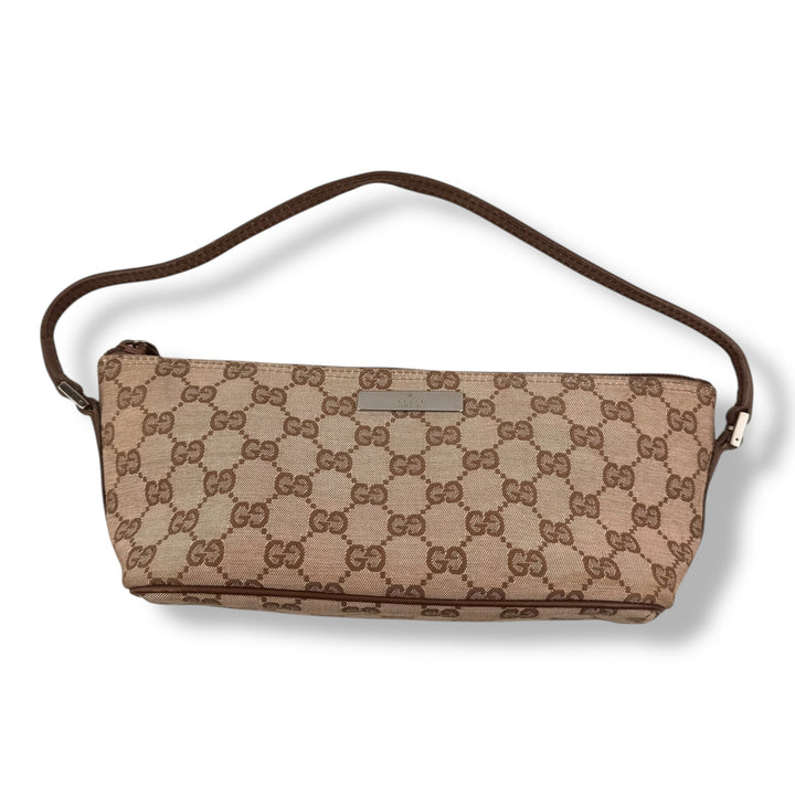Gucci GG Supreme Beige/Brown Boat Pochette Handbag