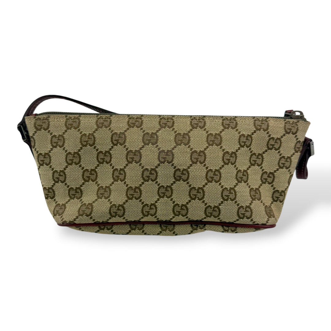 Gucci GG Supreme Beige/Red Mini Boat Pochette Handbag