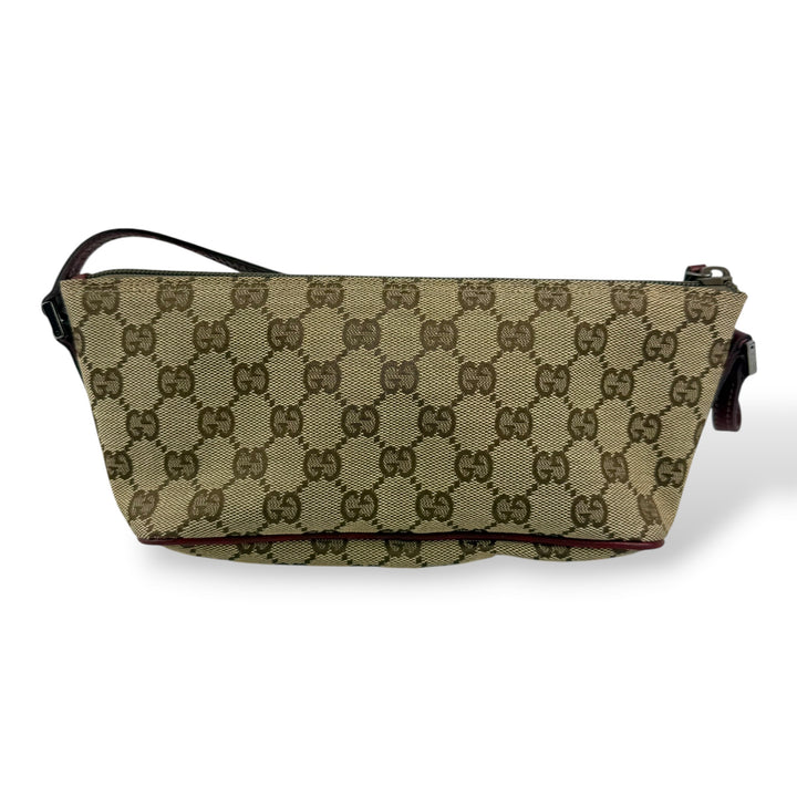 Gucci GG Supreme Beige/Red Mini Boat Pochette Handbag