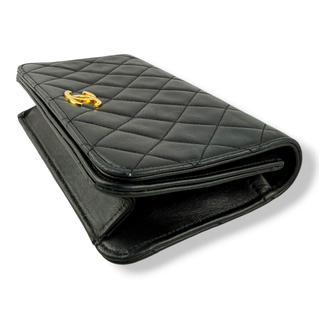 Chanel CC Mini Black Push Lock Single Flap Lambskin Shoulder Handbag