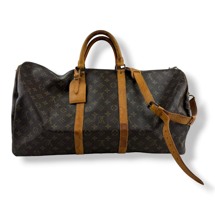 Louis Vuitton Bandouliere Vintage Brown Monogram 55 Keepall Duffle Bag