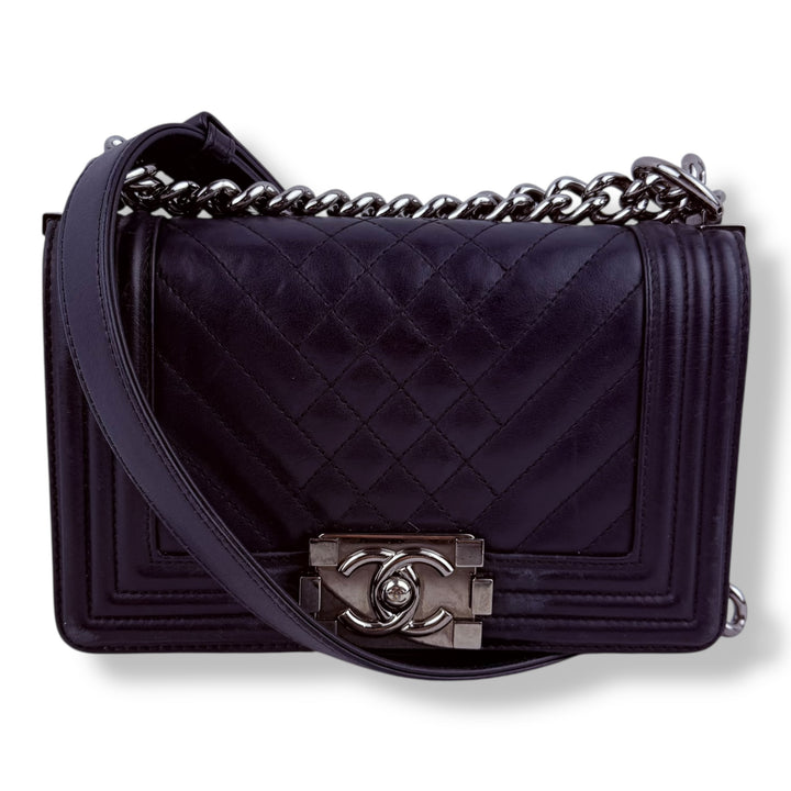 Chanel Navy Small Lambskin Boy Handbag