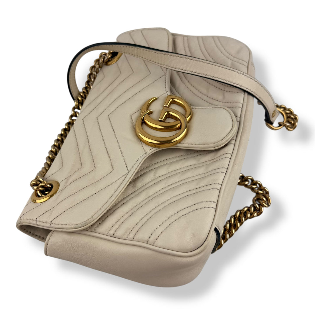 Gucci GG Marmont White Leather Small Handbag