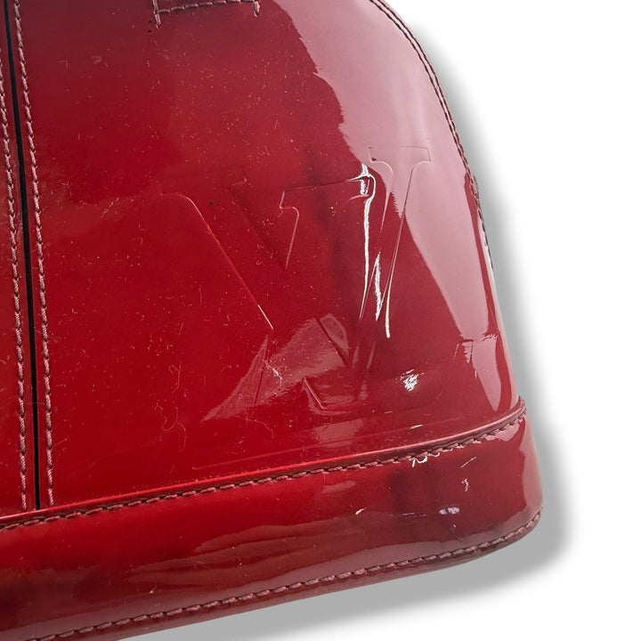 Louis Vuitton Alma BB Red Vernis Patent Leather Monogram Handbag