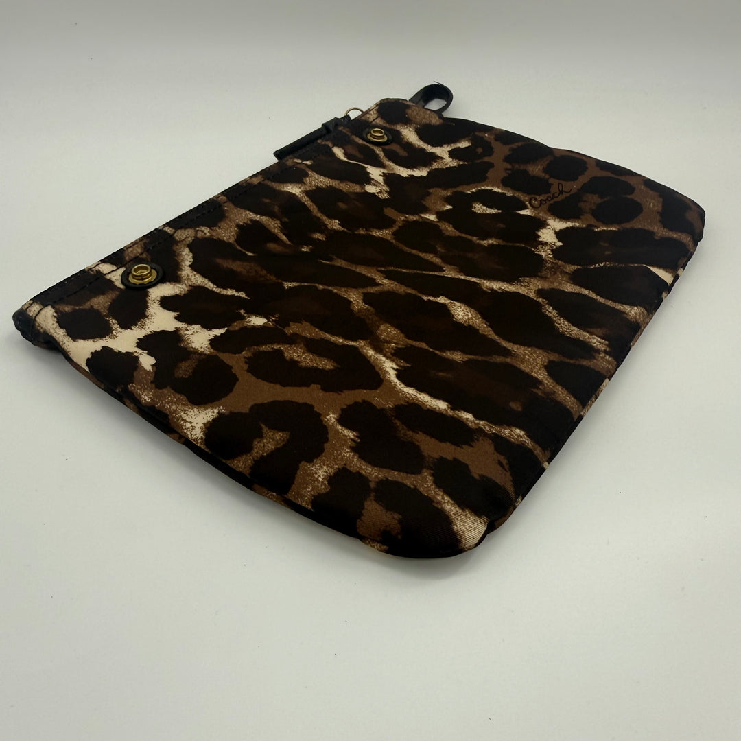 Coach Ocelot Brown Sateen Clutch Handbag