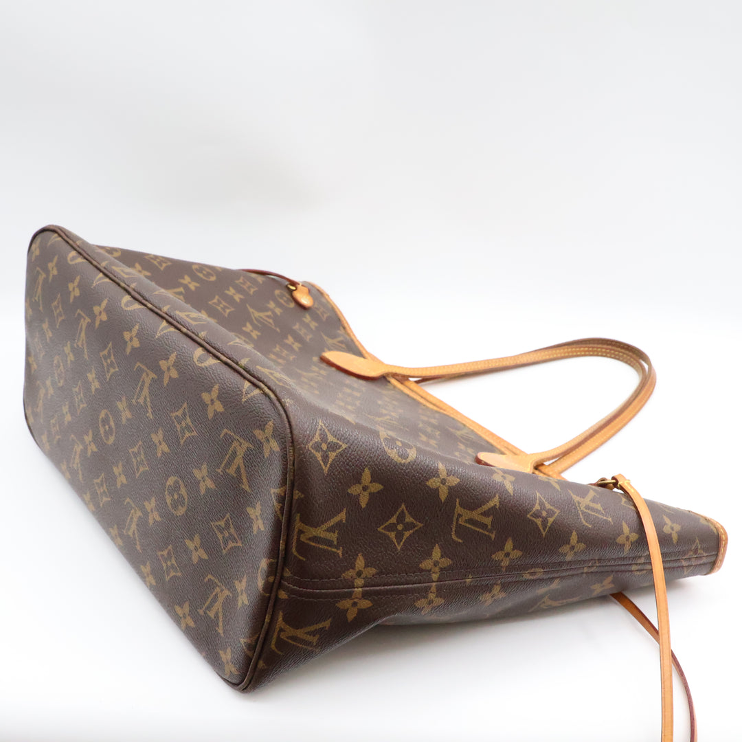 Louis Vuitton Brown Monogram Neverfull MM Handbag W/ Clutch Pouch