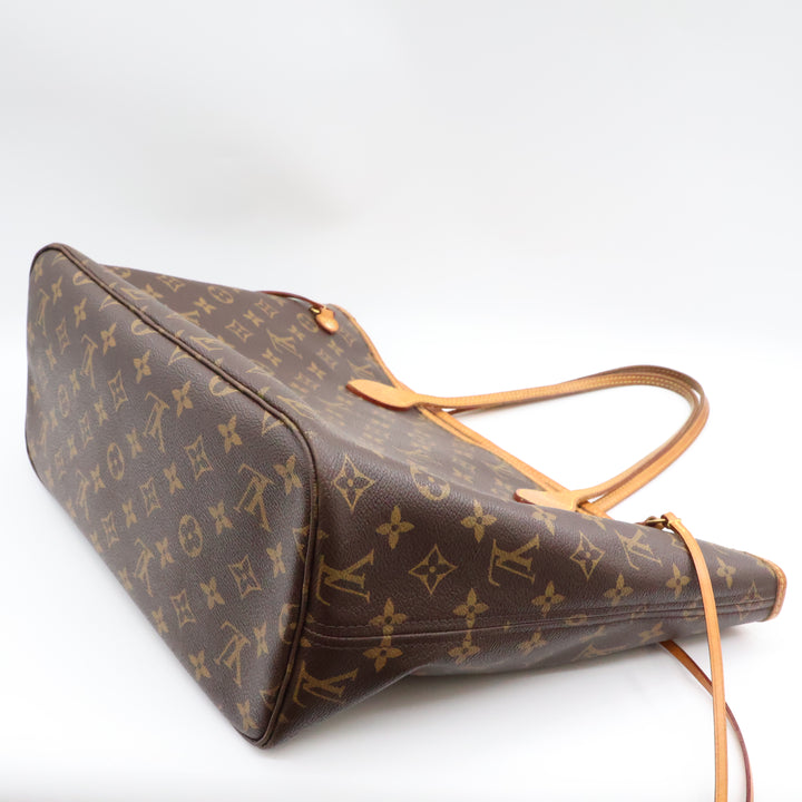Louis Vuitton Brown Monogram Neverfull MM Handbag W/ Clutch Pouch