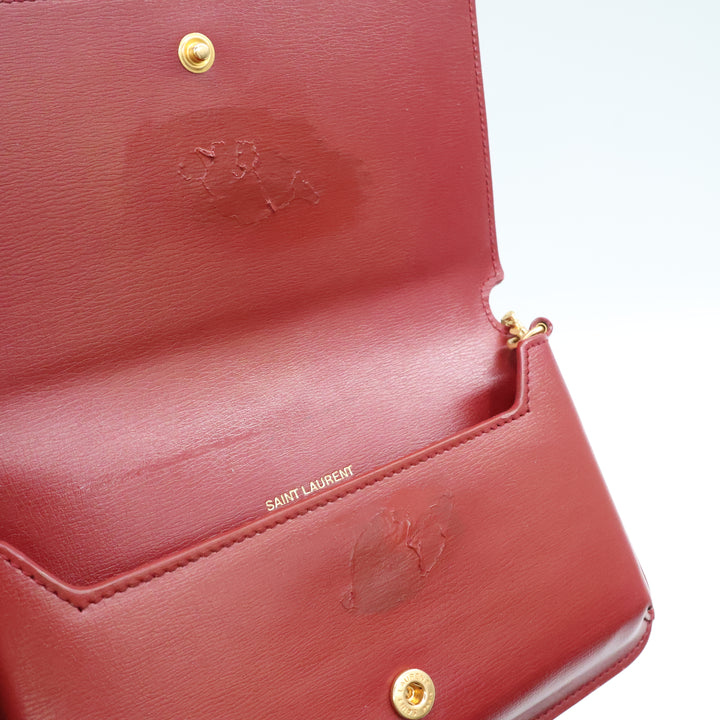 YSL Saint Laurent Red Smooth Leather Phone Holder Crossbody Pouch
