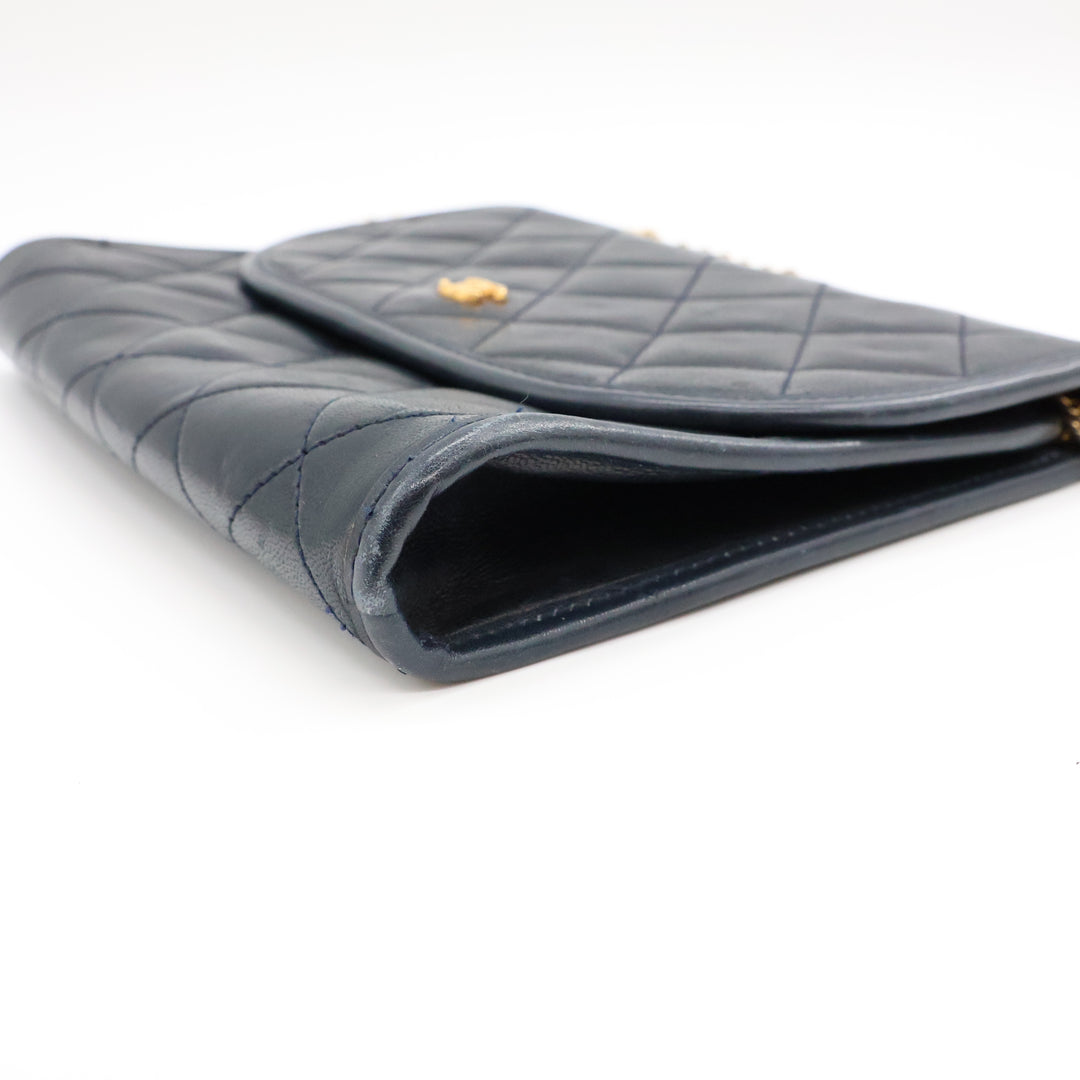 Chanel Navy Lambskin Vintage Mini Matelasse Handbag