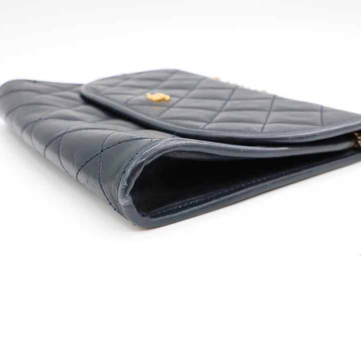Chanel Navy Lambskin Vintage Mini Matelasse Handbag
