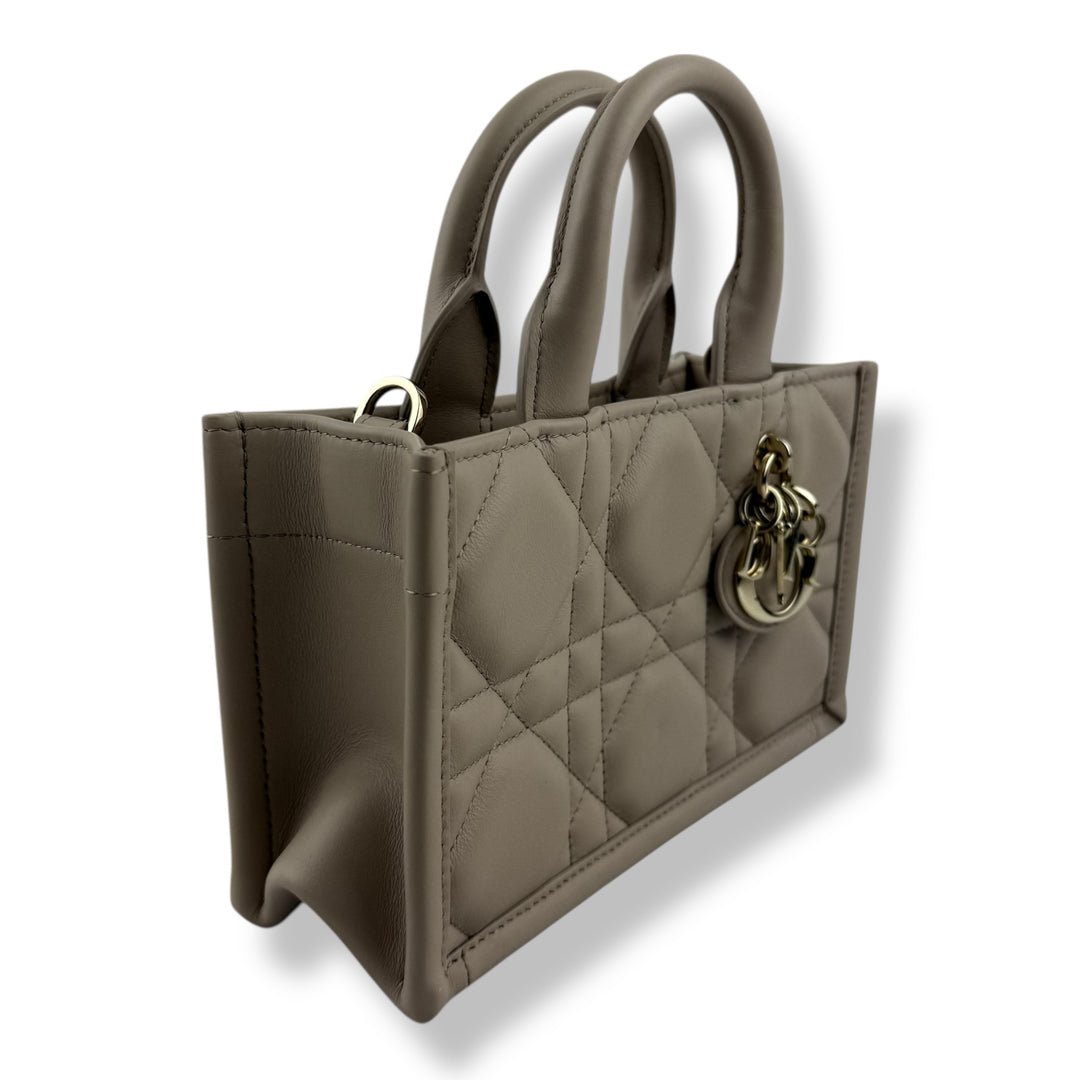 Mini Dior Book Tote Desert Taupe Macrocannage Calfskin