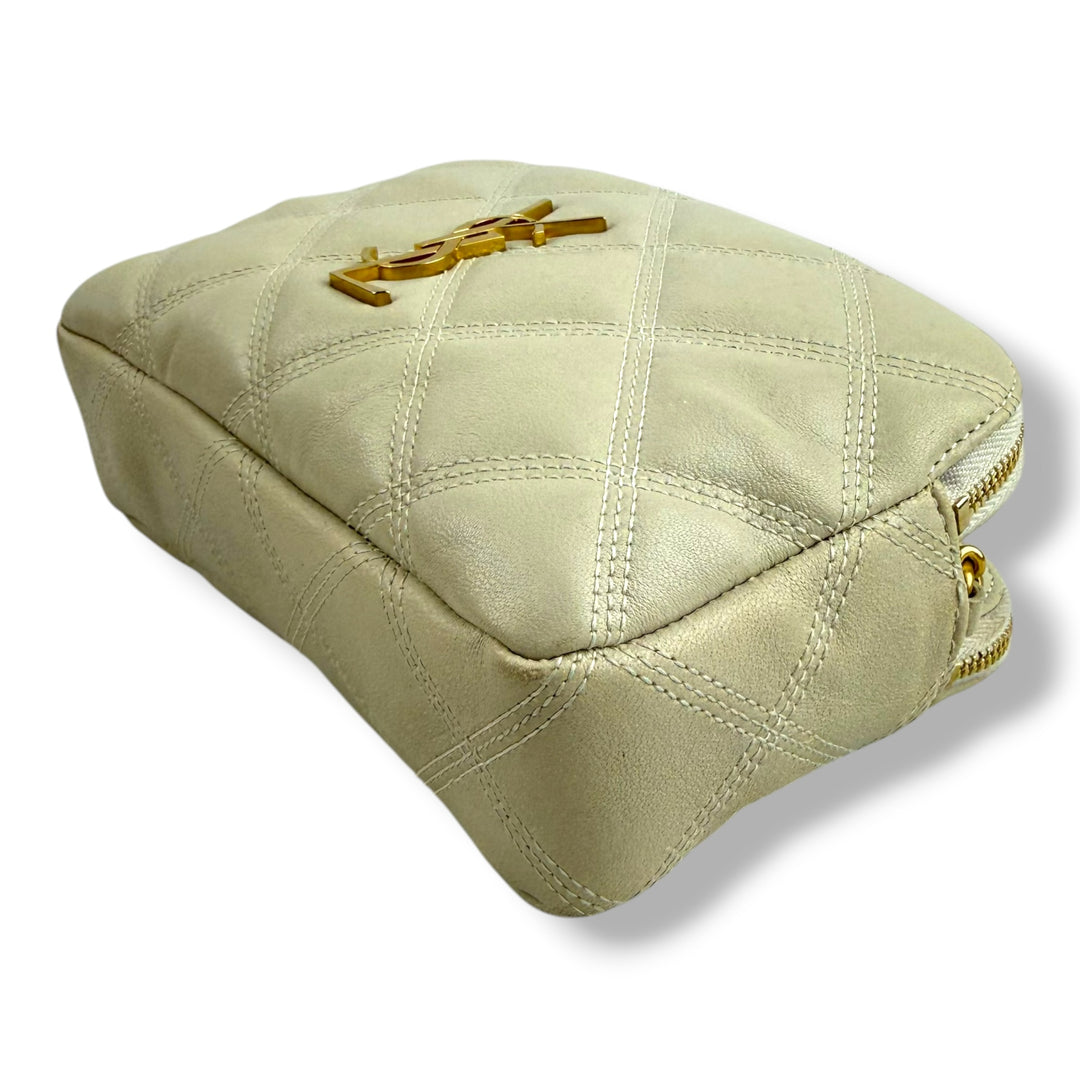Saint Laurent Becky Cream Lambskin Handbag