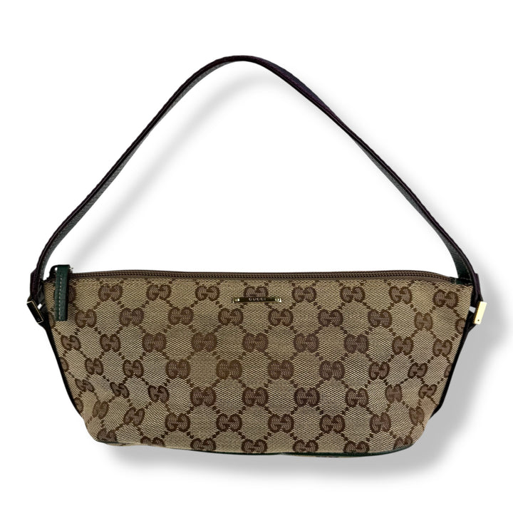Gucci GG Supreme Beige/Purple/Green Boat Pochette Handbag