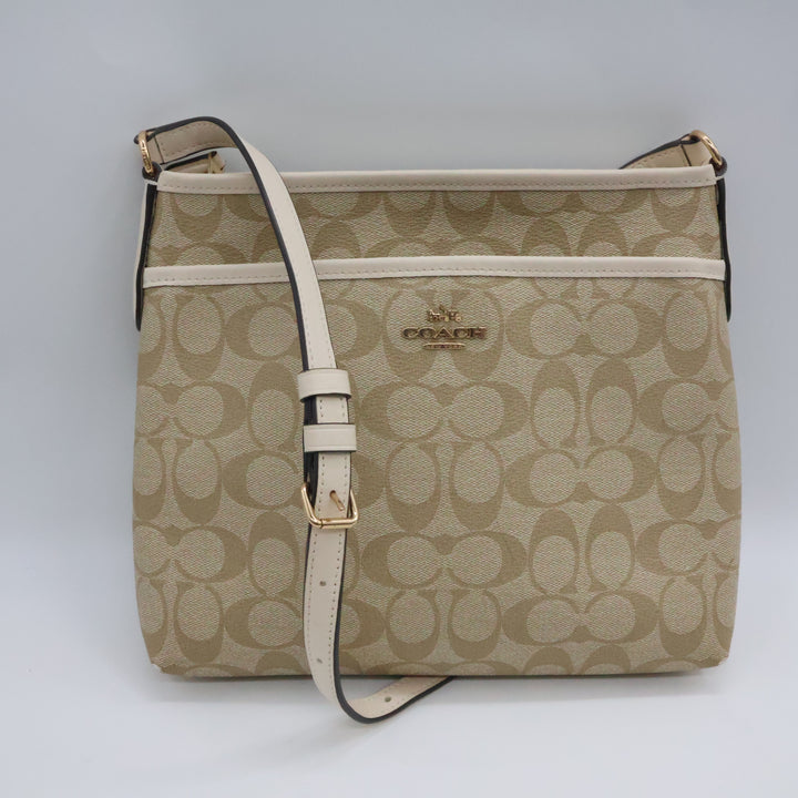 Coach Beige Signature Messenger Handbag