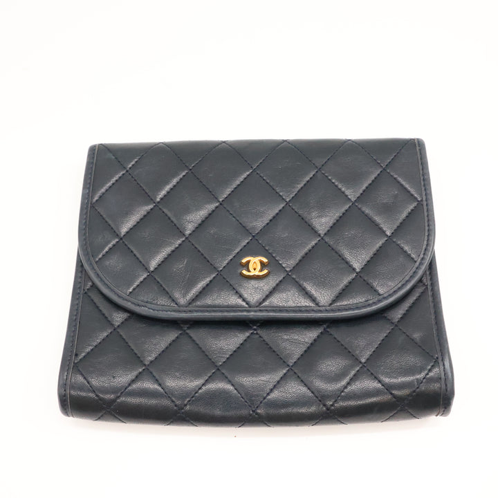 Chanel Navy Lambskin Vintage Mini Matelasse Handbag