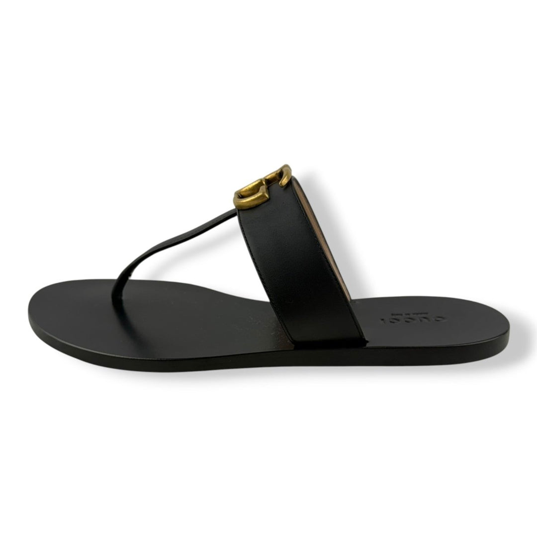 Calfskin GG Marmont Thong Sandals UK 3.5 Black - Lux Central