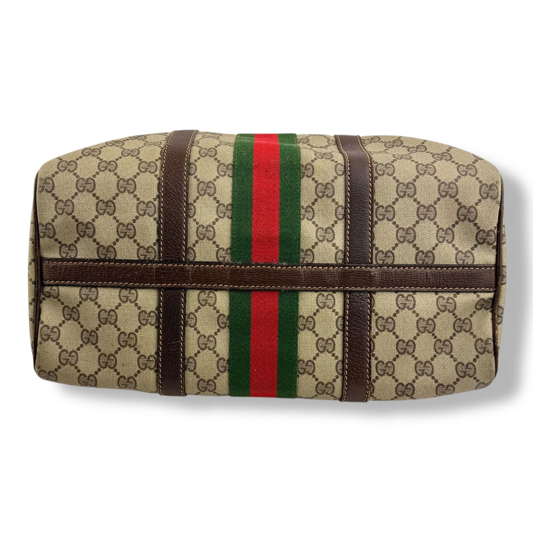 Gucci Beige GG Monogram Boston Canvas Bag