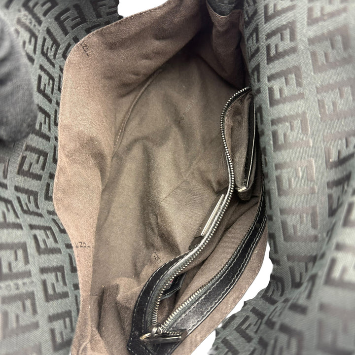 Fendi FF Zucchino Mamma Baguette Black Handbag