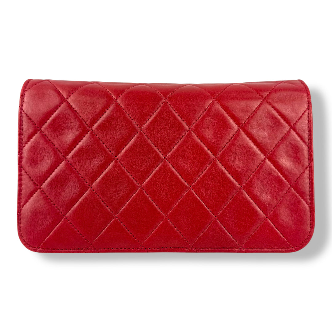 Chanel CC Mini Red Push Lock Single Flap Lambskin Shoulder Handbag