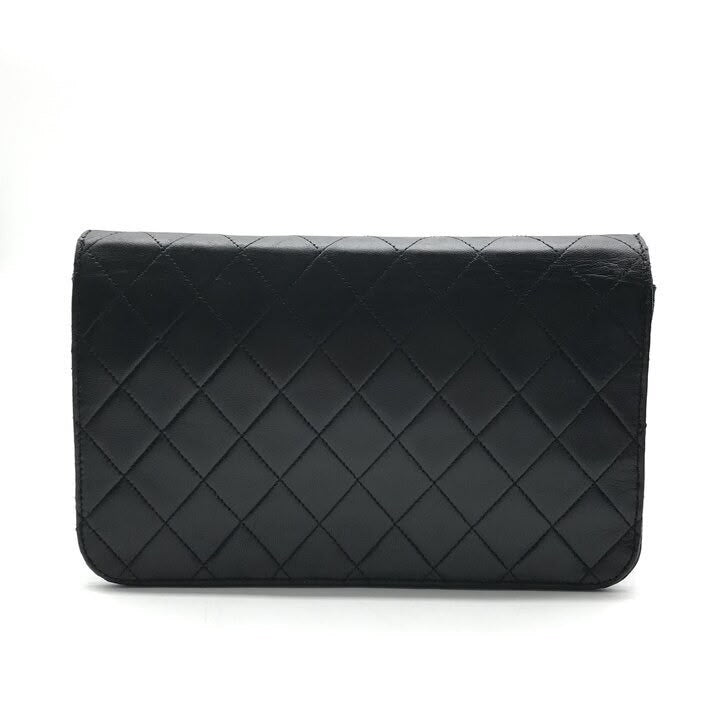 Chanel CC Black Push Lock Single Flap Quilted Lambskin Shoulder Handbag