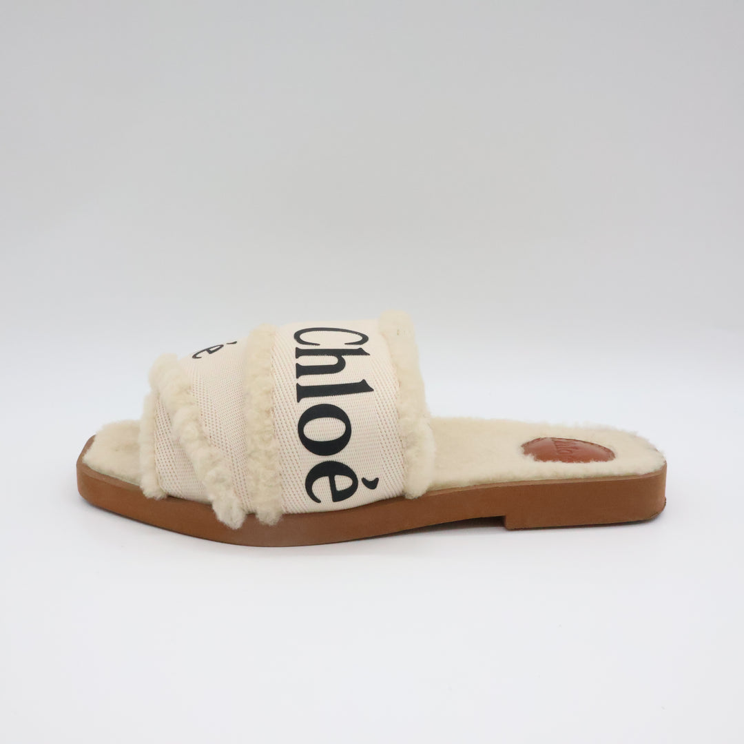Chloe Woody Logo-Tape Flat Sandals UK 5 / EU 38