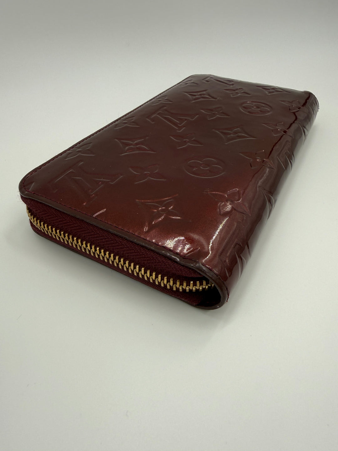 Louis Vuitton Burgundy Monogram Vernis Burgundy Leather Zippy Purse