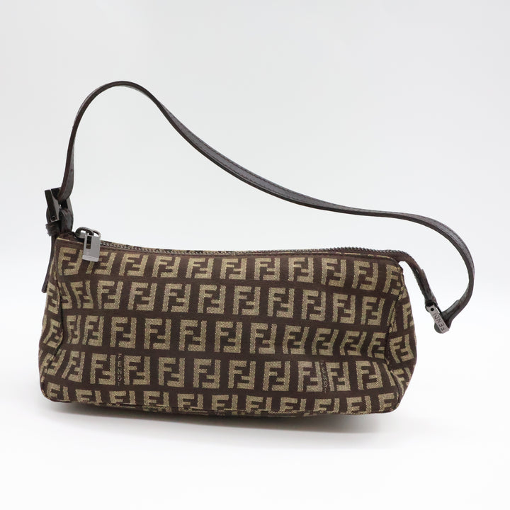 Fendi FF Zucchino Baguette Beige/Brown Handbag