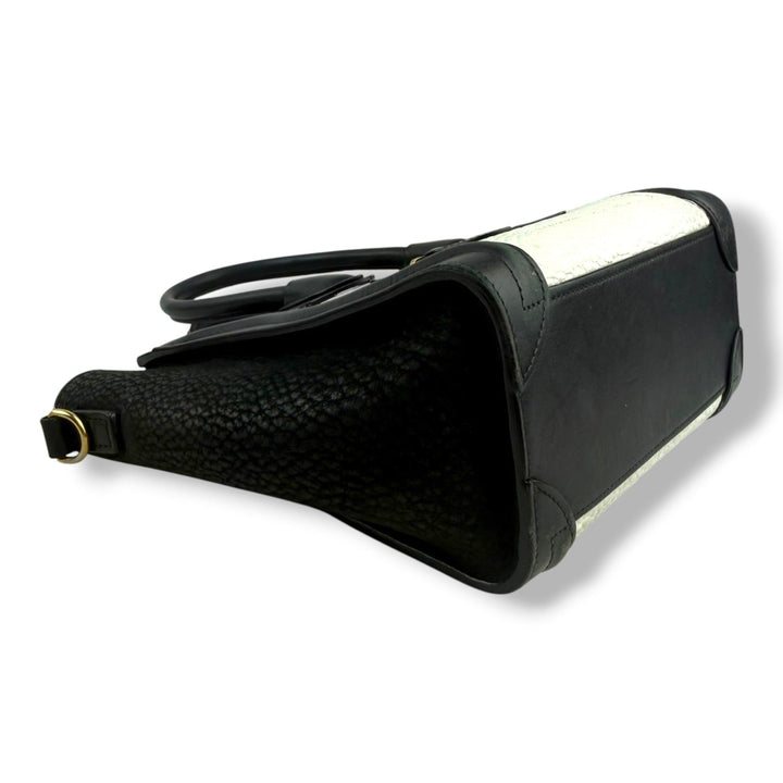 Celine Black White Nano Luggage Handbag - Lux Central