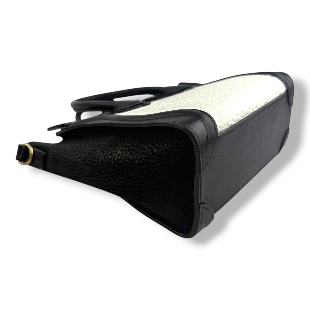 Celine Black White Nano Luggage Handbag - Lux Central
