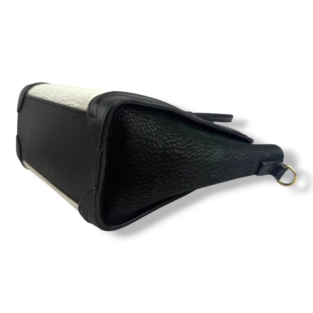 Celine Black White Nano Luggage Handbag - Lux Central