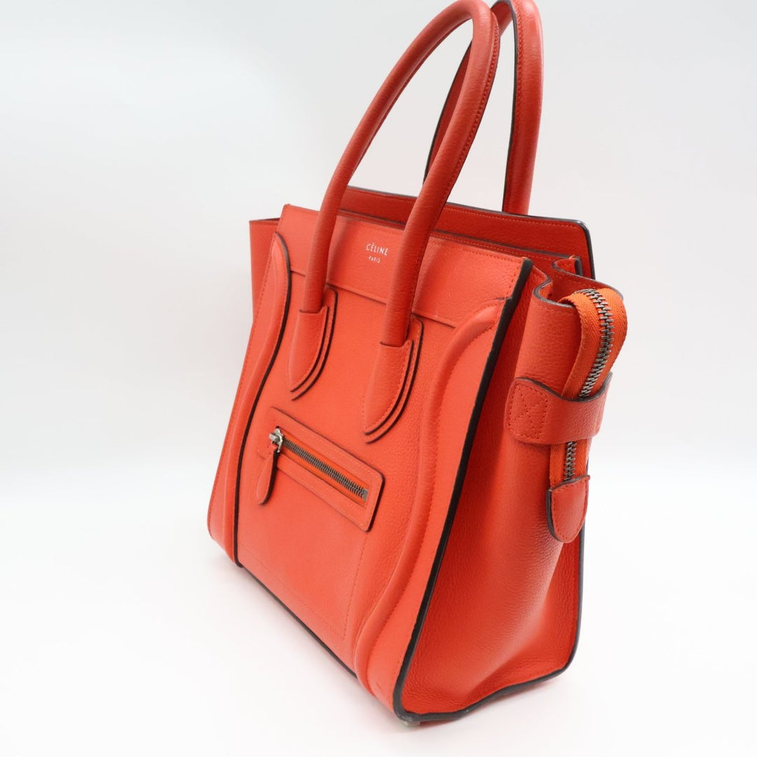 Celine Leather Luggage Leather Red Handbag - Lux Central