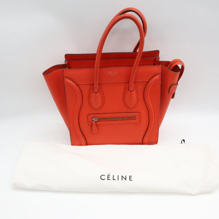 Celine Leather Luggage Leather Red Handbag - Lux Central