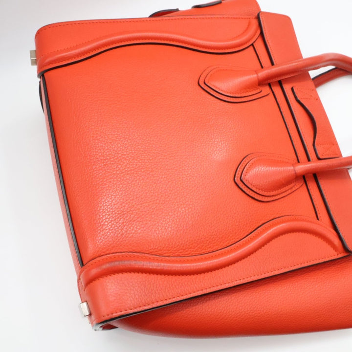 Celine Leather Luggage Leather Red Handbag - Lux Central