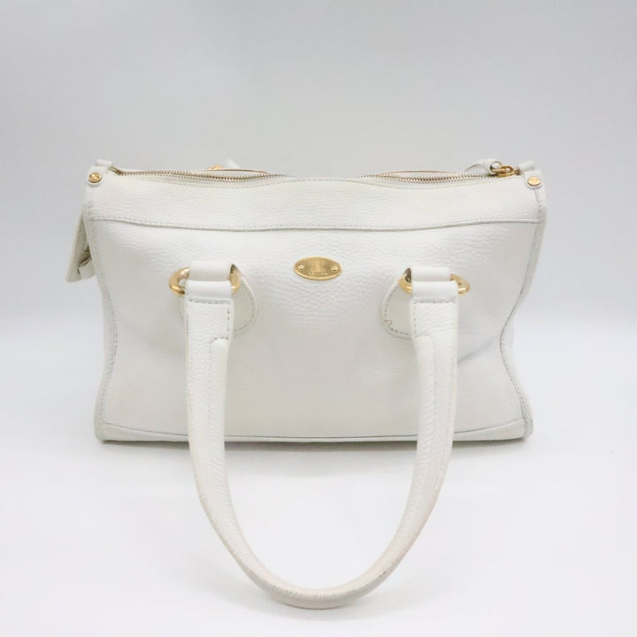 Celine White Vintage Leather Tote Bag - Lux Central