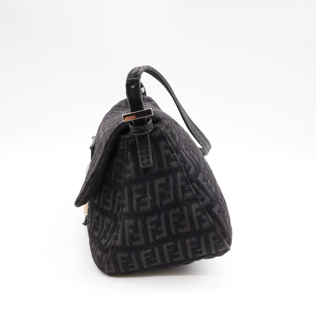 Fendi FF Zucca Mamma Baguette Black Shoulder Handbag
