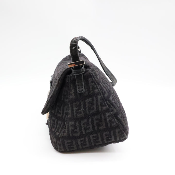 Fendi FF Zucca Mamma Baguette Black Shoulder Handbag
