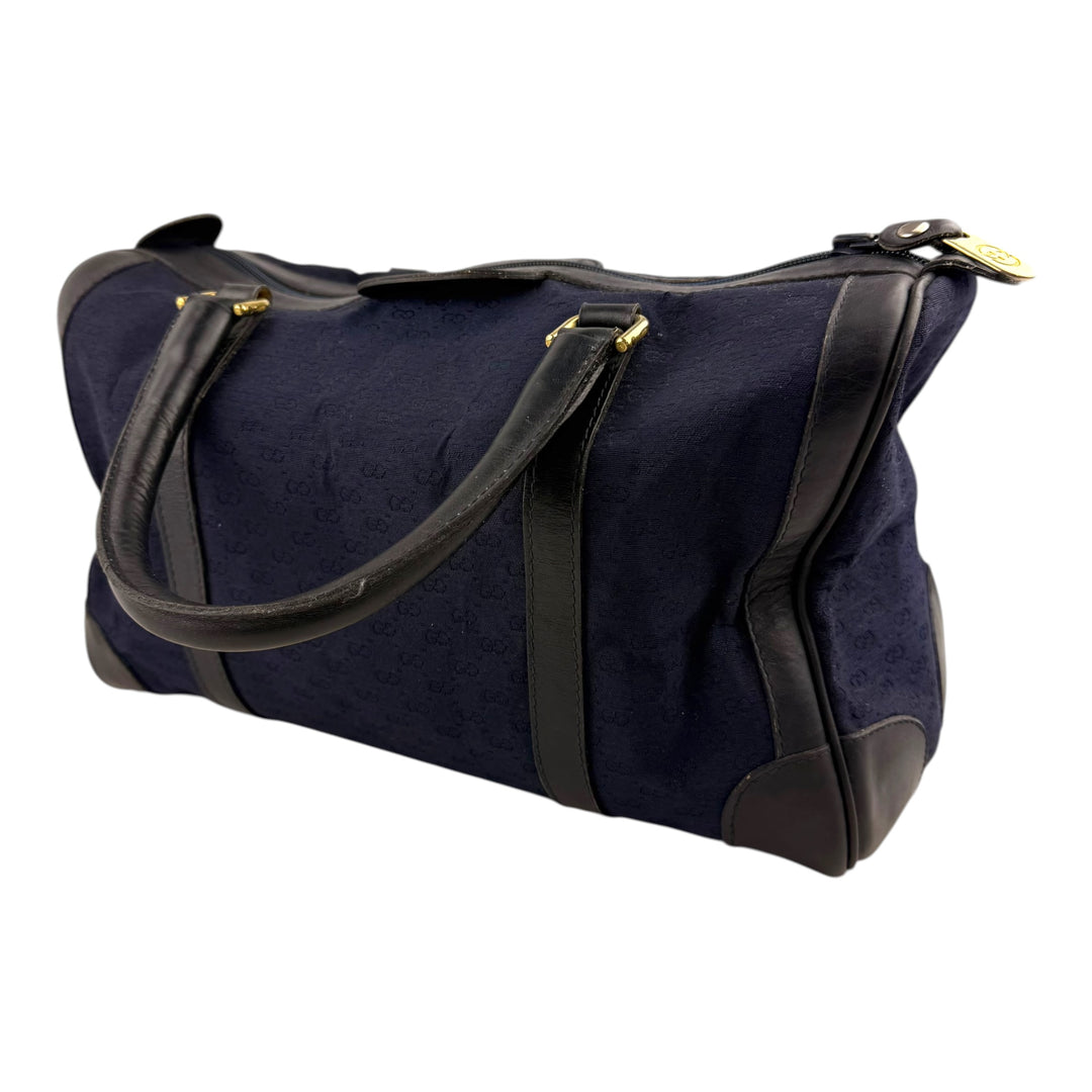 Gucci Navy GG Monogram Boston Canvas Bag