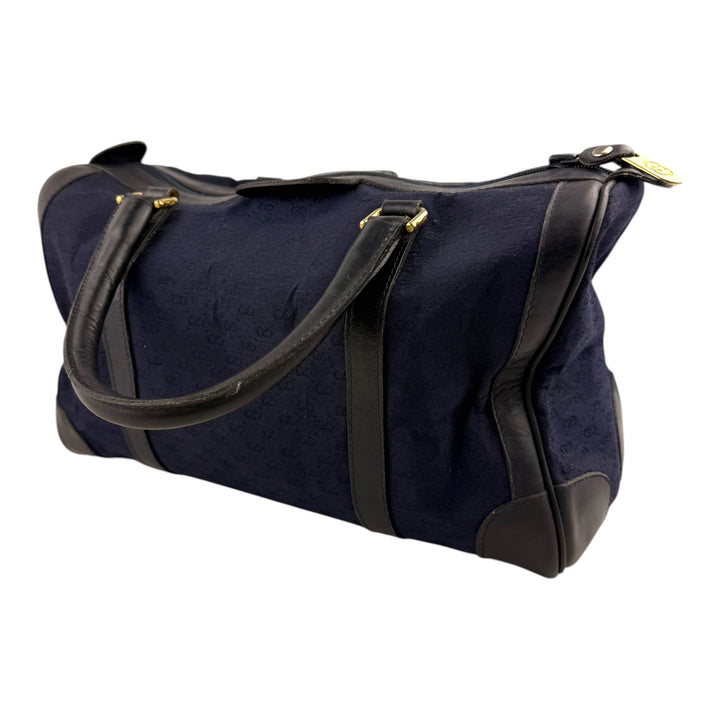 Gucci Navy GG Monogram Boston Canvas Bag