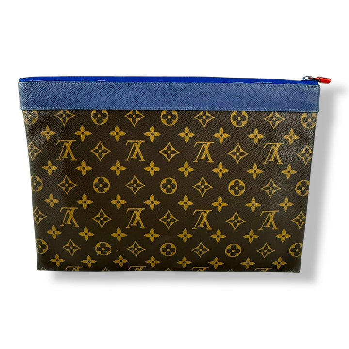 Louis Vuitton Brown/Blue Monogram Pochette Apollo Clutch Pouch