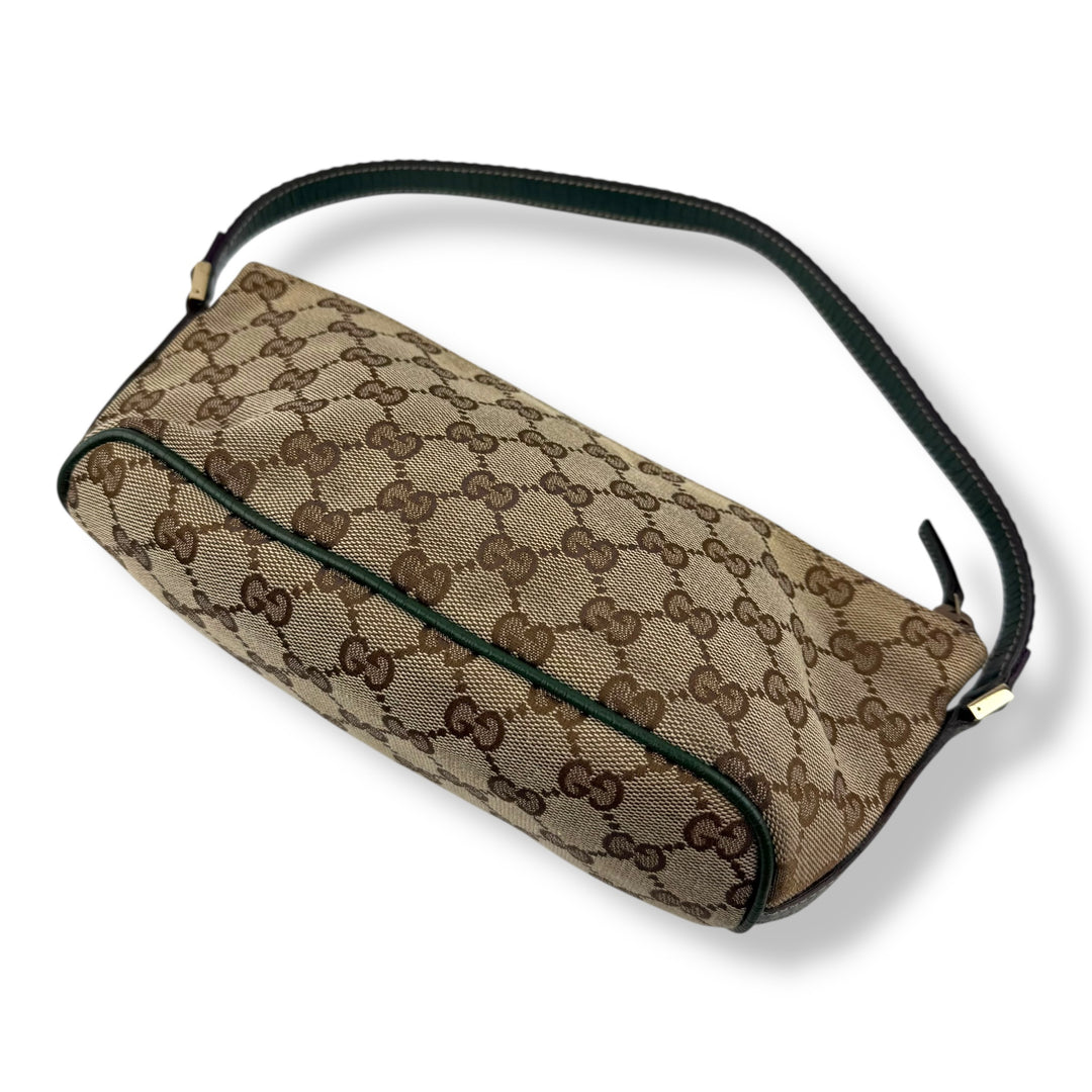 Gucci GG Supreme Beige/Purple/Green Boat Pochette Handbag