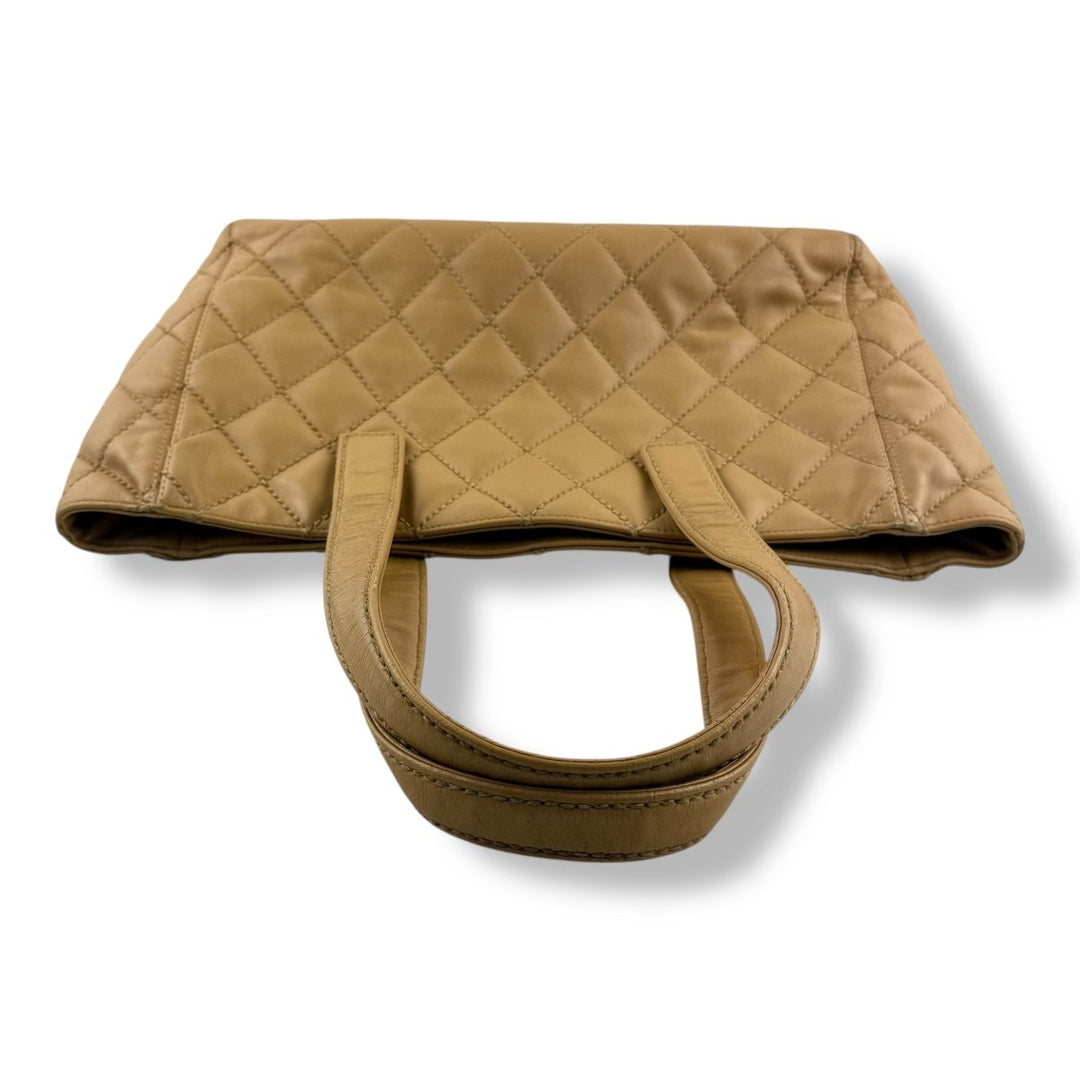 Chanel Beige Leather Wild Stitch Tote Handbag - Lux Central