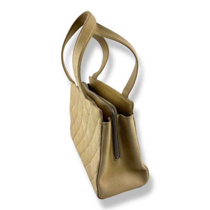 Chanel Beige Leather Wild Stitch Tote Handbag - Lux Central